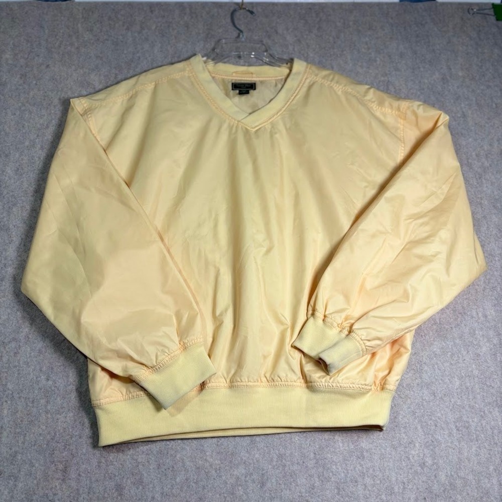 Stone Hill Golf Windbreaker Mens L Yellow Polyester Pullover V-Neck Sport
